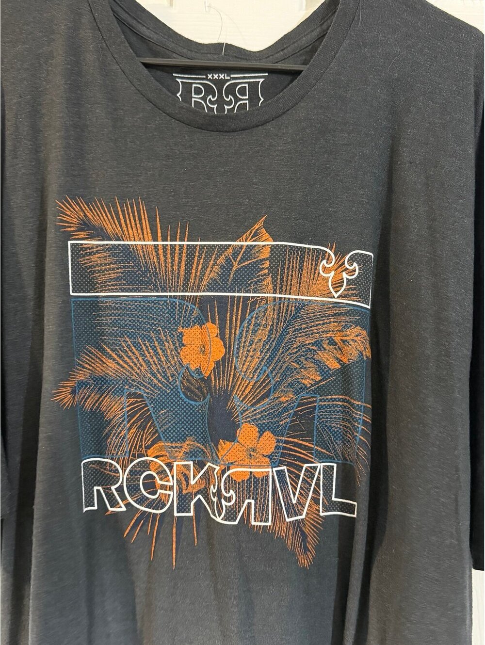 Rock revival  XXXL Gray Tropical Graphic T-Shirt 3XL
